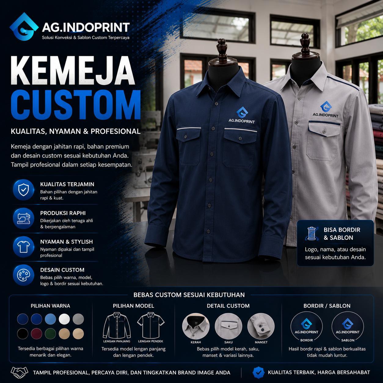 Kemeja Custom – Kemeja Custom Berkualitas | AG Indoprint - AG Indoprint